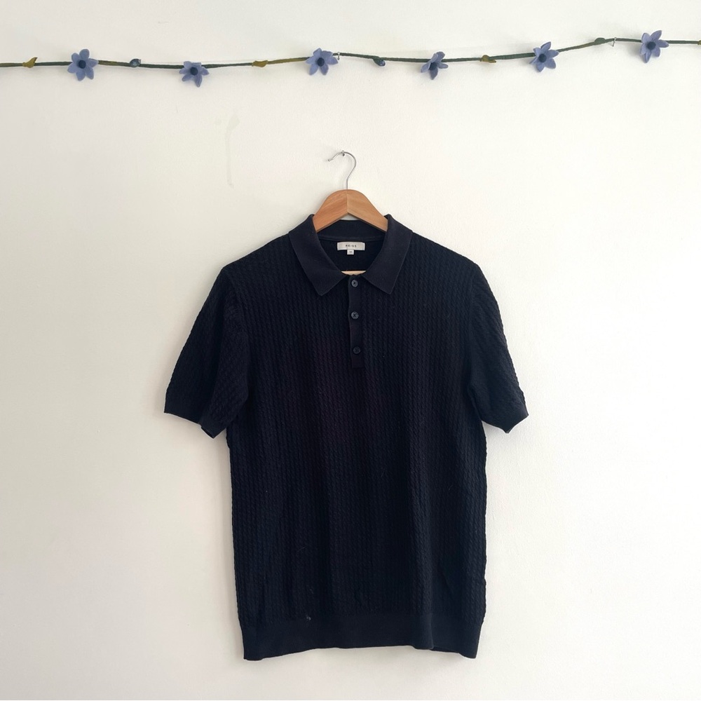 Reiss Men’s Textured Navy Polo